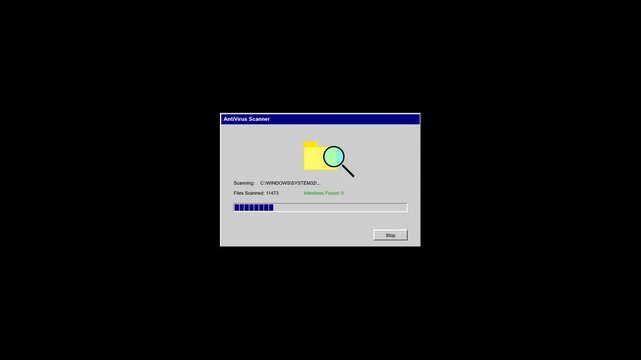 Computer screen showing a file search and loading progress bar