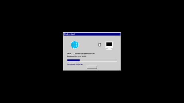 Retro software installation window progressing on computer screen
