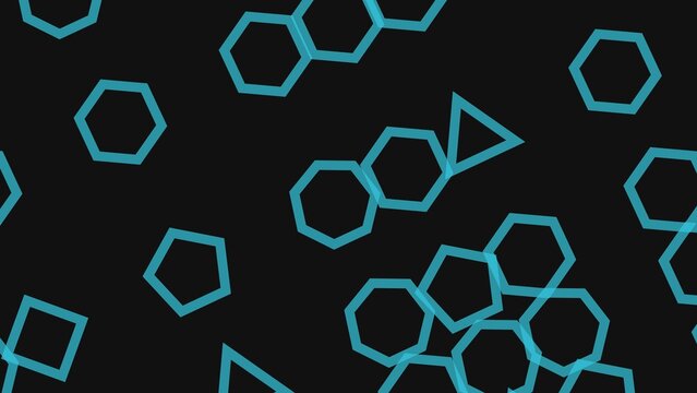 Abstract blue geometric shapes floating over a dark background