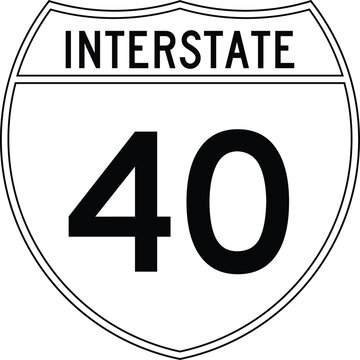 Interstate 40 Shape Shield Badge Road Sign Vector Editable Transparent Background