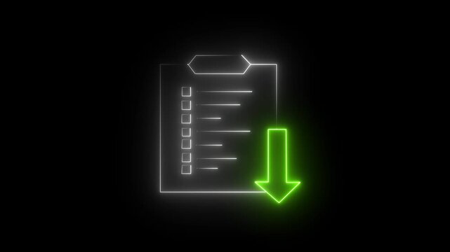 Glowing neon file folder sign.n. Neon Folder icon isolated on black background.Documents in folder Open file folders icon