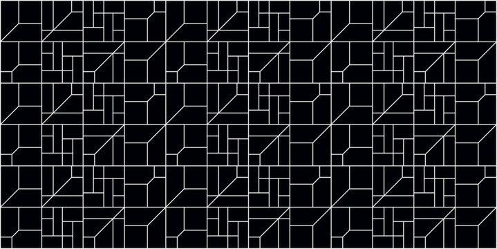 Seamless Geometric Line Vector Pattern Background Abstract Monoline Architecture Cube Maze Linear Grid Texture Design for Wall Decor Fabric and Digital Printing