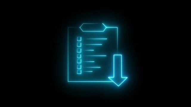 Glowing neon file folder sign.n. Neon Folder icon isolated on black background.Documents in folder Open file folders icon