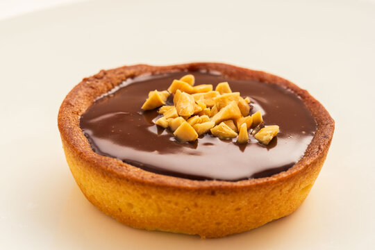 手作りミニチョコタルトを皿に乗せてスタジオ撮影72