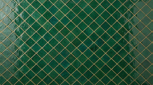 Green ceramic tiles in grid pattern for interior design or renovation projects
