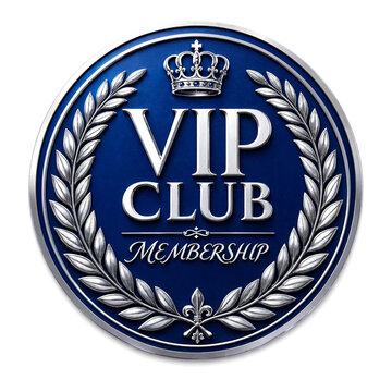 VIP Club Membership Badge Design With Crown And Laurel Wreath