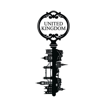 United Kingdom Map Key Silhouette Vector Graphic for British Business and Security Concepts
