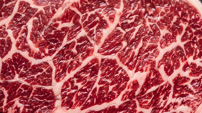 Raw Beef Marbling Texture Close Up Background