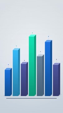 Dynamic animated bar graph displaying statistical data analysis and economic growth concept