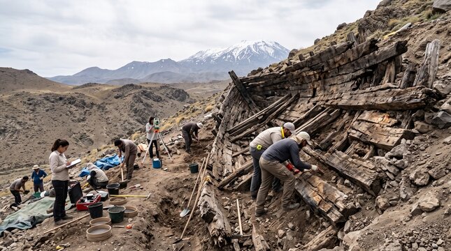 Partially Exposed Ancient Vessel at Possible Noah's Ark Site