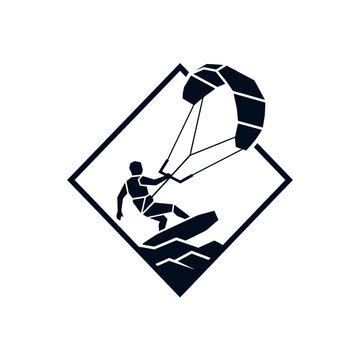 Kitesurfing sport icon silhouette