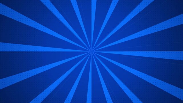 Blue Comic Pop Art Radial Sunburst Motion Background for High Energy Intros and Action Transitions 4k video