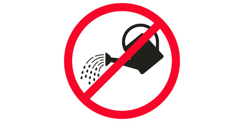 Prohibition sign with red circle slash over watering can pouring water for garden restriction warnings. © Jpeg shop opened