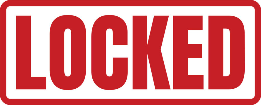 Classic rectangular red stamp featuring the word Locked for security access and data protection status indicators