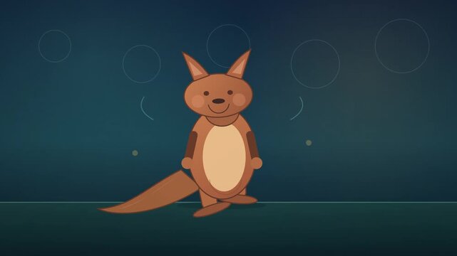 Cute Animated Kangaroo Character Hopping Happy 2D Vector Motion Graphics