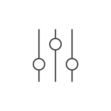 Adjustment sliders line icon featuring three vertical controls, perfect for settings, filters, customization, and UI design