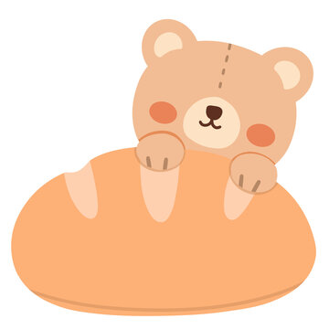 Cute Bear with Loaf of Bread Illustration