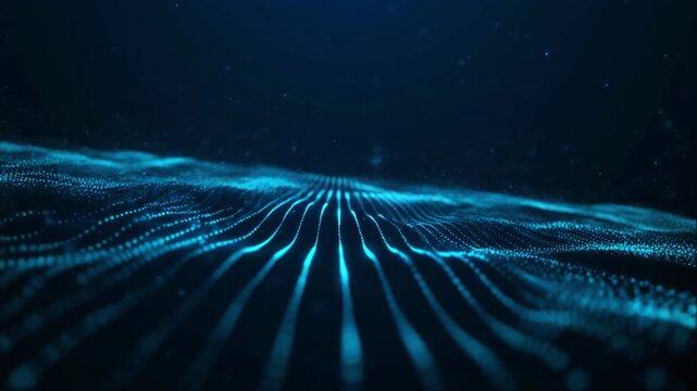 Abstract Blue Rays and Glowing Fractal Waves Background with Dynamic Energy Lines, Cosmic Light, Technology Patterns and Futuristic Symmetry for Modern Wallpaper Design