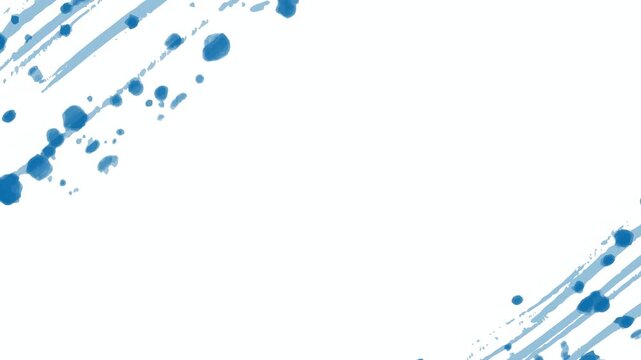 Blue Ink Splatter and Brush Strokes 4K