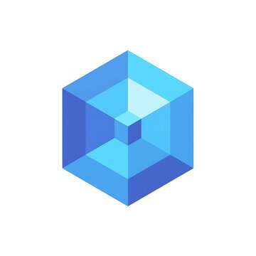 Modern Blue Geometric Cube Logo with Layered Gradient Shapes