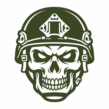 Military skull soldier wearing a tactical combat helmet