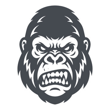 Angry gorilla head mascot vector illustration on white background
