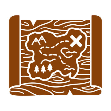 Stylized treasure map vector showing trail to hidden island spot