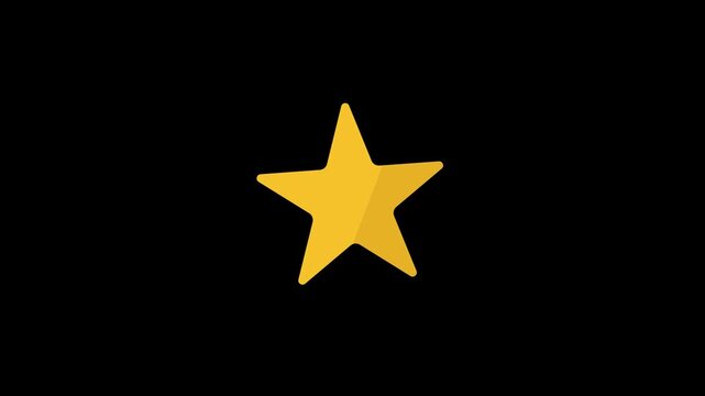 Golden star symbol icon animation on black background. 4k stock video