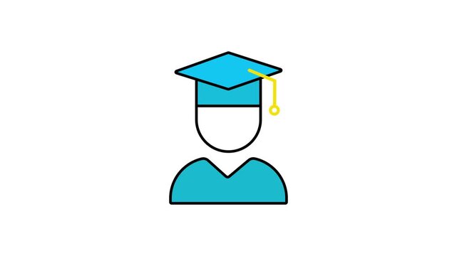 Minimal Student Icon Animation for Education, School and Learning Concept. 4K Stock Video