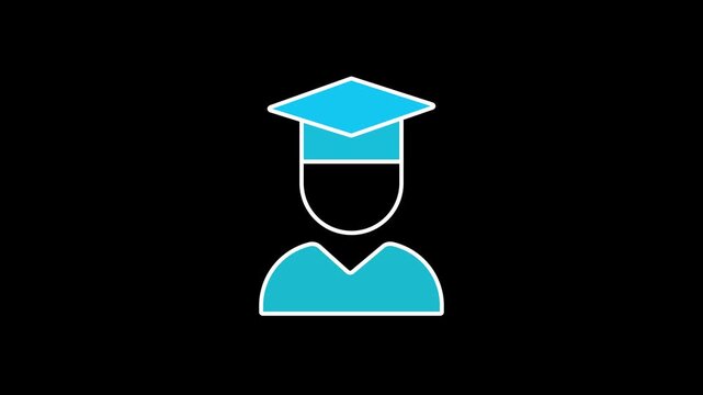 Minimal Student Icon Animation for Education, School and Learning Concept. 4K Stock Video
