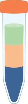 illustration of layered liquids in scientific laboratory glassware, depicting an experiment in a research environment.