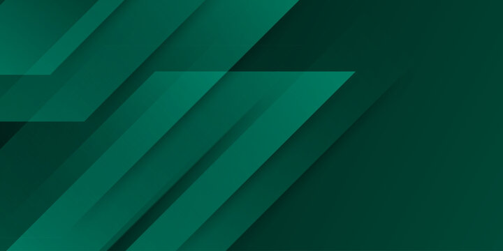Modern abstract dark green geometric banner with diagonal overlapping shapes and shadow effects for corporate background