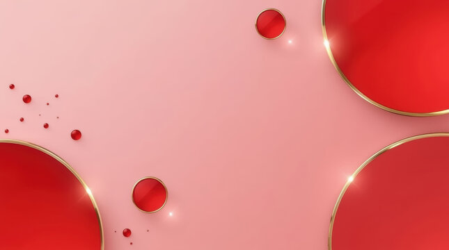Red circular ornament on pink background creating elegant festive warmth