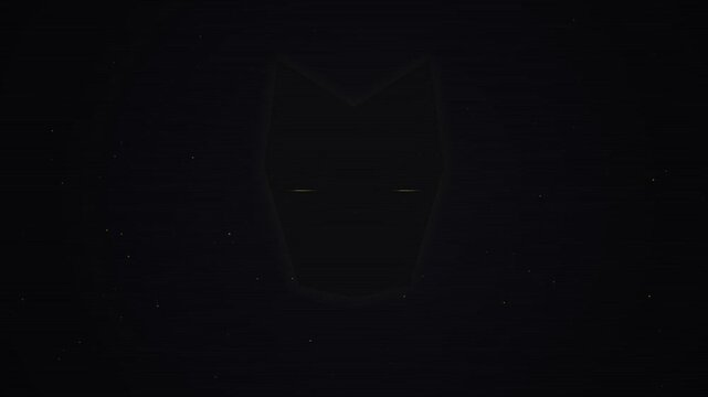Glowing yellow eyes and mysterious dark cat silhouette spooky night background animation loop