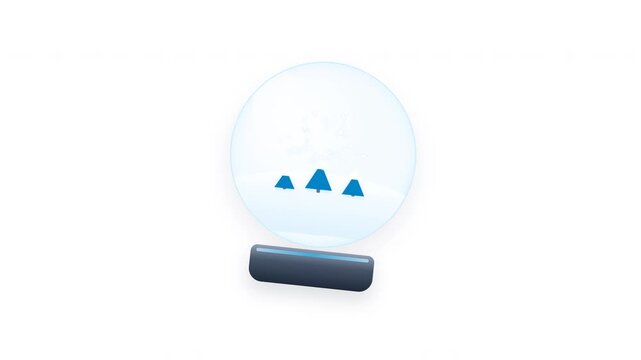 3D Winter Snow Globe with Falling Snow and Snowy Pine Trees