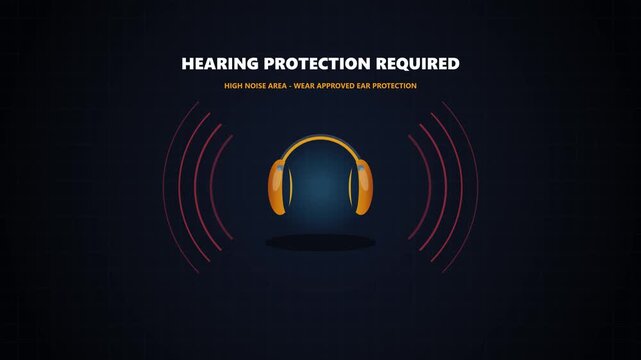 Hearing Protection Required Warning Sign in High Noise Area