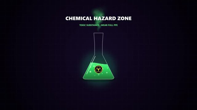 Chemical Hazard Zone Warning Sign with Toxic Substance and PPE Requirement