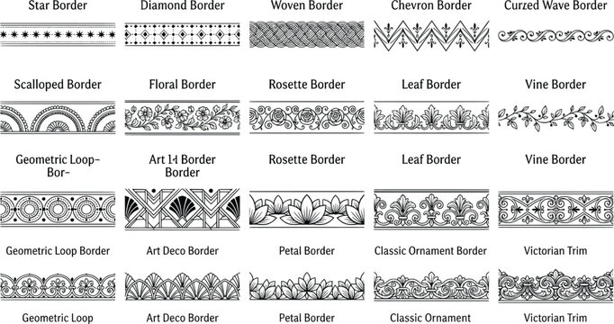 Vintage Ornamental Borders Vector Collection, Decorative Frame Elements Set, Classic Page Dividers for Certificate Design