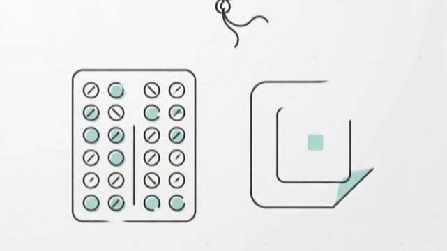 Contraception Methods and Family Planning Vector Line Icon Set
