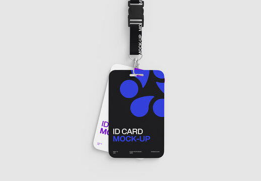 Corporate ID Card Branding Mockup Design with Lanyard Strap