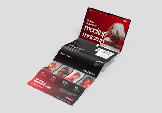Long Scroll Website Landing Page Mockup on Laptop Screen