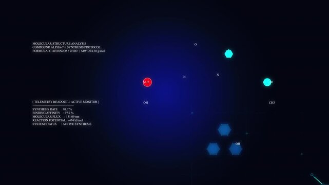 Digital hud ui animation displaying red and blue glowing data points