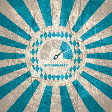 Oktoberfest Bavarian traditional festival. Blue rays with meter scale. Octoberfest celebration fun measurement.