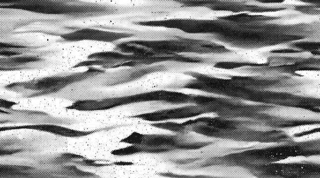 Black and white halftone camouflage pattern with organic textured blotches