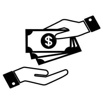 vector illustration of a hand holding a cash payment