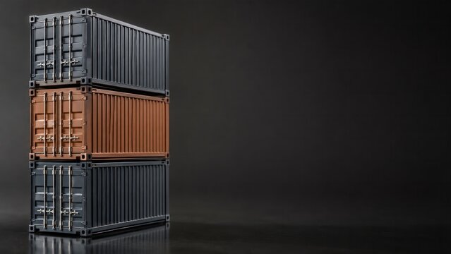 Stacked cargo containers representing modular digital infrastructure and cloud containerization mockup