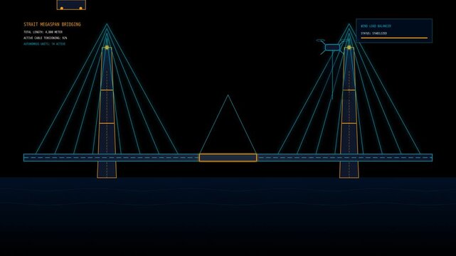 Digital Animation Showing Automated Drone Bridge Construction Technology for Infrastructure Projects