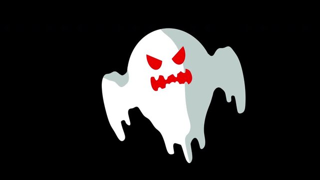 Evil Ghost with Fiery Red Maw and Angry Eyes Floating in Atmosphere horror halloween dark animation creature supernatural motion clip