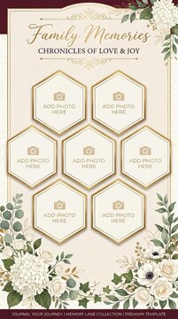 Elegant floral chronicles of love and joy photo collage for family memories