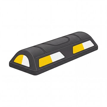 Black Rubber Speed Bump with Reflective Safety Strips